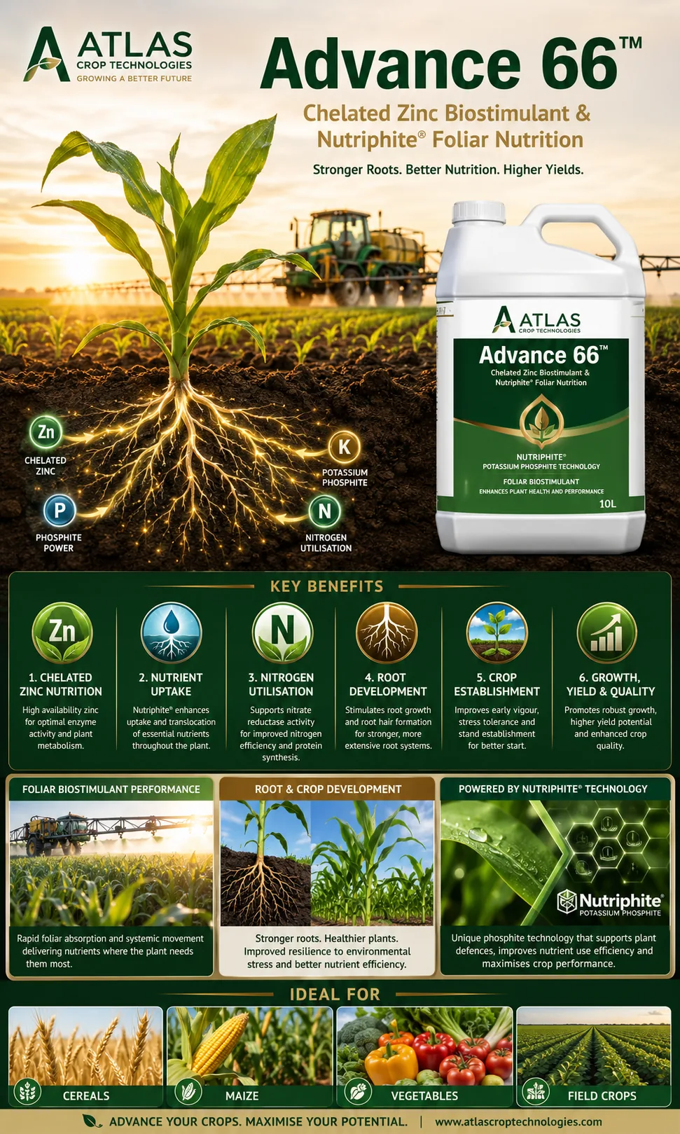Advance 66 foliar biostimulant with chelated zinc and Nutriphite technology